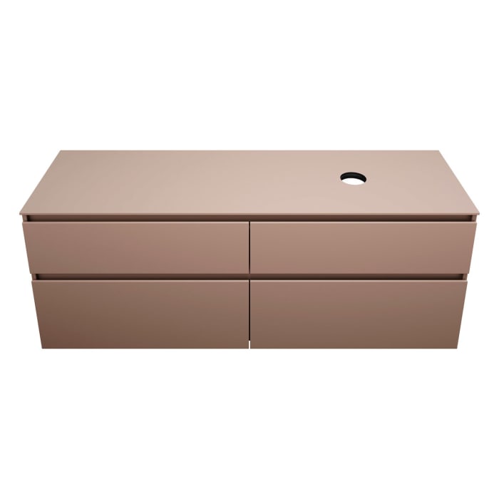 burgbad Lin20 Waschtischunterschrank mit Konsolenplatte 160 cm, 4 Auszüge, Beckenausschnitt rechts