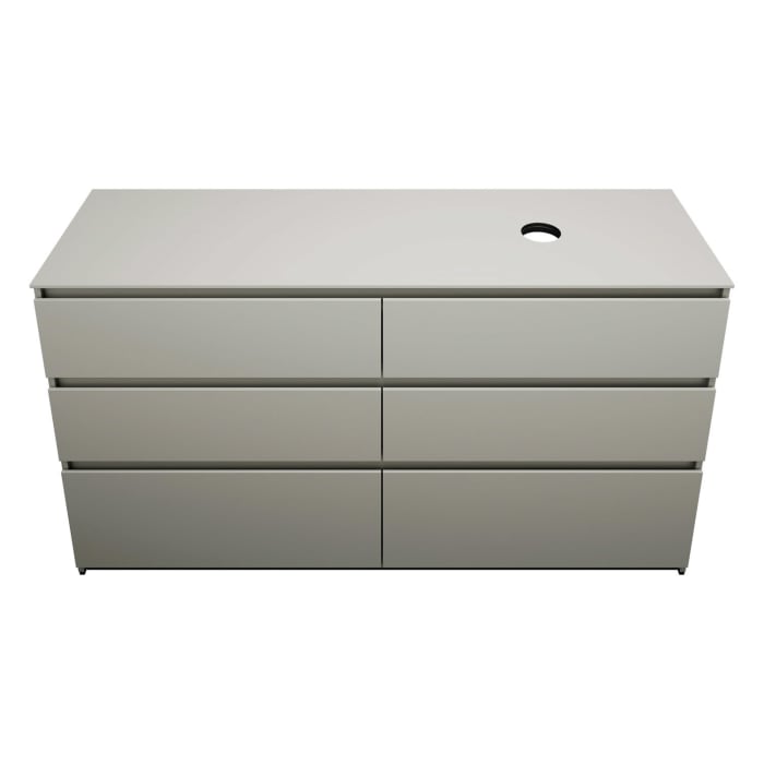 burgbad Lin20 Waschtischunterschrank mit Konsolenplatte 160 cm, 6 Auszüge, Beckenausschnitt rechts