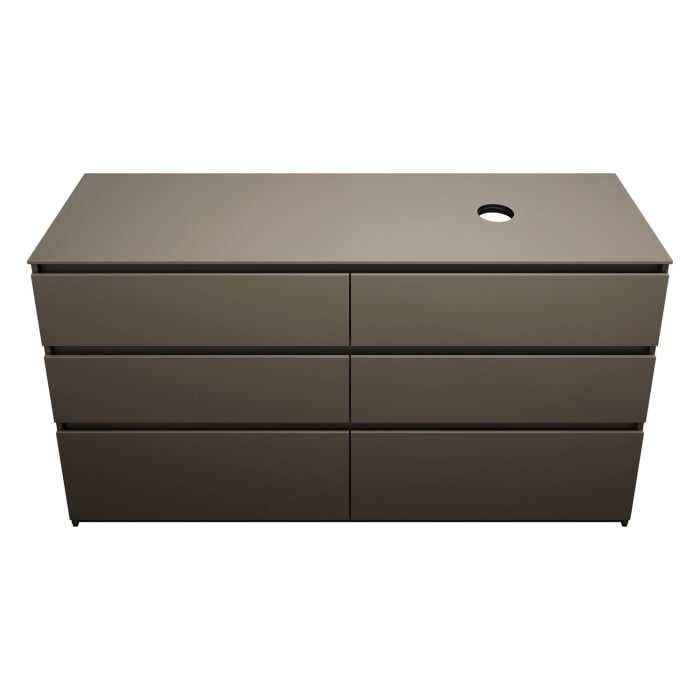 burgbad Lin20 Waschtischunterschrank mit Konsolenplatte 160 cm, 6 Auszüge, Beckenausschnitt rechts