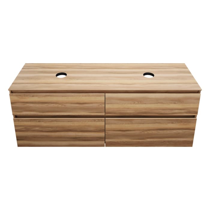 burgbad Lin20 Waschtischunterschrank mit Konsolenplatte 160 cm, 4 Auszüge, Beckenausschnitt links und rechts