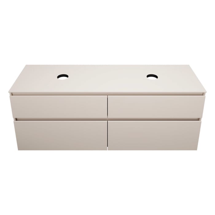 burgbad Lin20 Waschtischunterschrank mit Konsolenplatte 160 cm, 4 Auszüge, Beckenausschnitt links und rechts