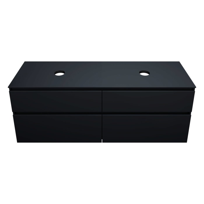 burgbad Lin20 Waschtischunterschrank mit Konsolenplatte 160 cm, 4 Auszüge, Beckenausschnitt links und rechts