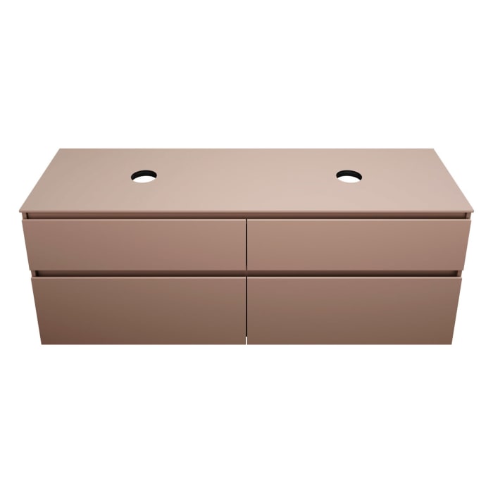 burgbad Lin20 Waschtischunterschrank mit Konsolenplatte 160 cm, 4 Auszüge, Beckenausschnitt links und rechts