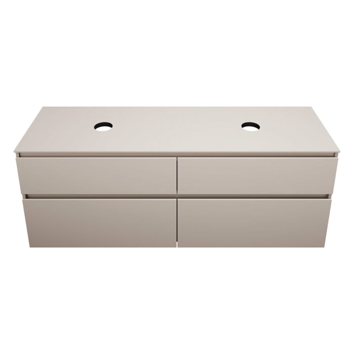 burgbad Lin20 Waschtischunterschrank mit Konsolenplatte 160 cm, 4 Auszüge, Beckenausschnitt links und rechts