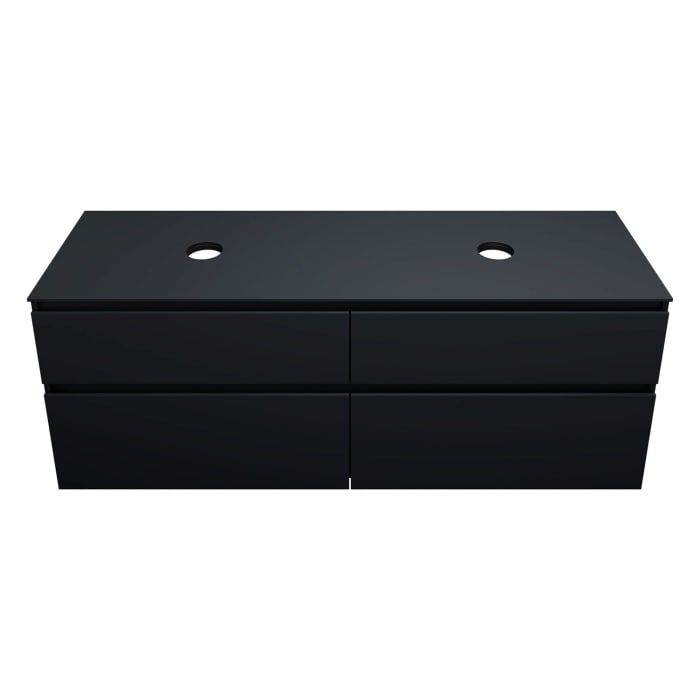 burgbad Lin20 Waschtischunterschrank mit Konsolenplatte 160 cm, 4 Auszüge, Beckenausschnitt links und rechts