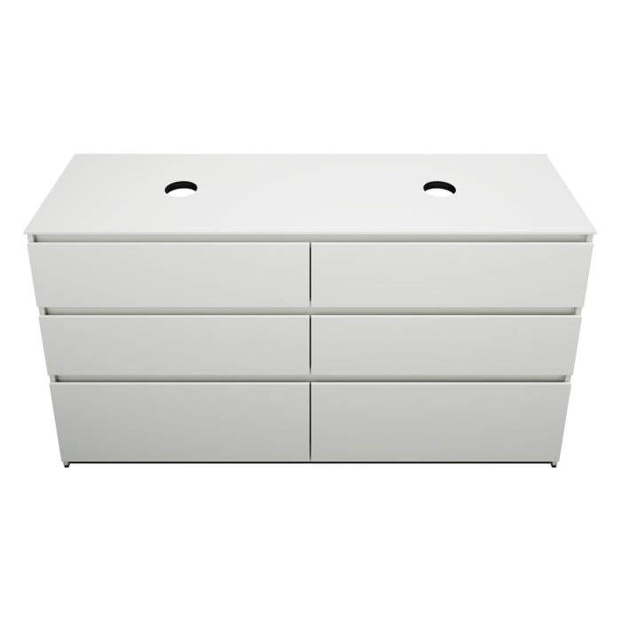 burgbad Lin20 Waschtischunterschrank mit Konsolenplatte 160 cm, 6 Auszüge, Beckenausschnitt links und rechts