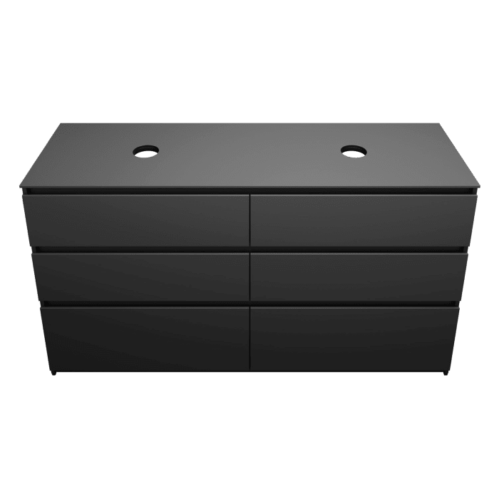 burgbad Lin20 Waschtischunterschrank mit Konsolenplatte 160 cm, 6 Auszüge, Beckenausschnitt links und rechts