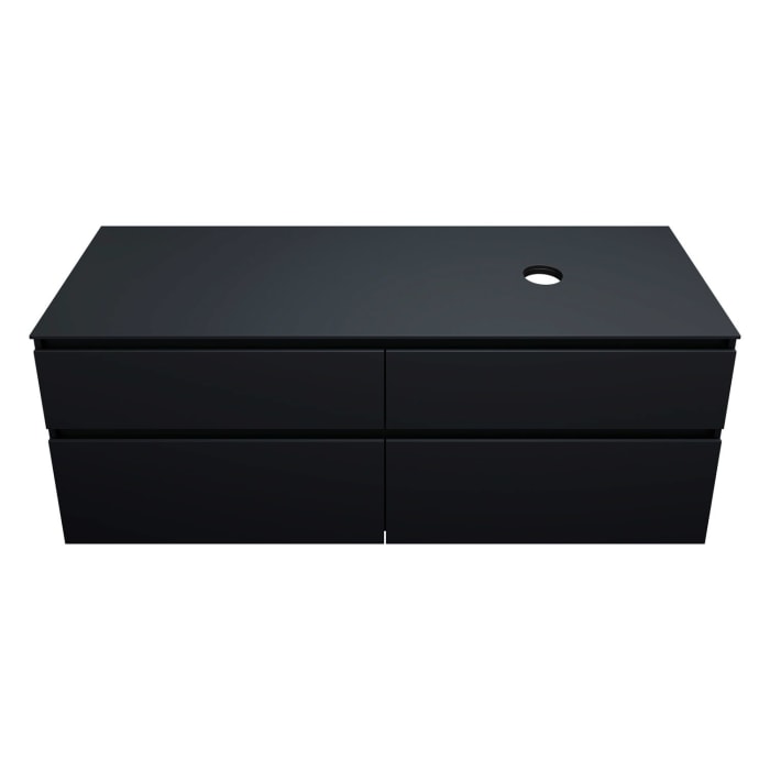 burgbad Lin20 Waschtischunterschrank mit Konsolenplatte 160 cm, 4 Auszüge, Beckenausschnitt rechts