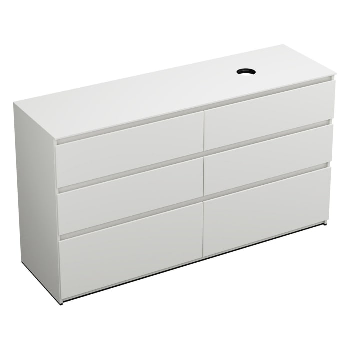 burgbad Lin20 Waschtischunterschrank mit Konsolenplatte 160 cm, 6 Auszüge, Beckenausschnitt rechts