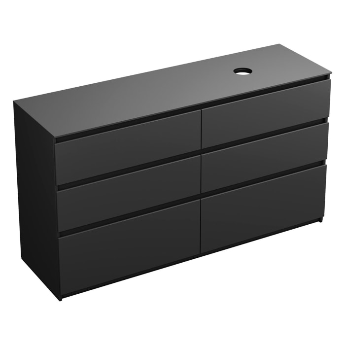 burgbad Lin20 Waschtischunterschrank mit Konsolenplatte 160 cm, 6 Auszüge, Beckenausschnitt rechts