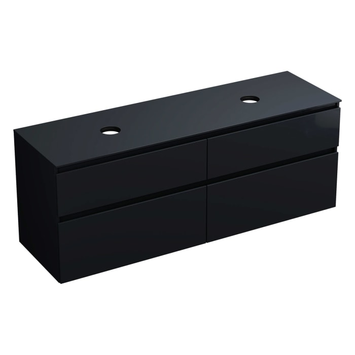 burgbad Lin20 Waschtischunterschrank mit Konsolenplatte 160 cm, 4 Auszüge, Beckenausschnitt links und rechts