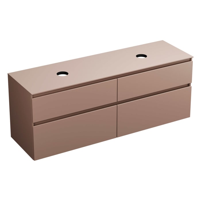 burgbad Lin20 Waschtischunterschrank mit Konsolenplatte 160 cm, 4 Auszüge, Beckenausschnitt links und rechts