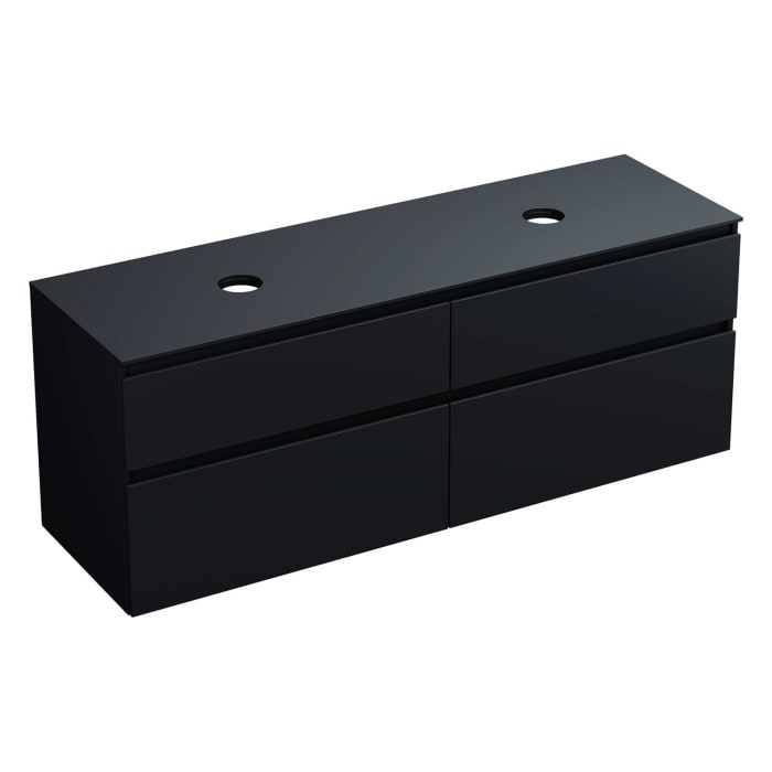 burgbad Lin20 Waschtischunterschrank mit Konsolenplatte 160 cm, 4 Auszüge, Beckenausschnitt links und rechts