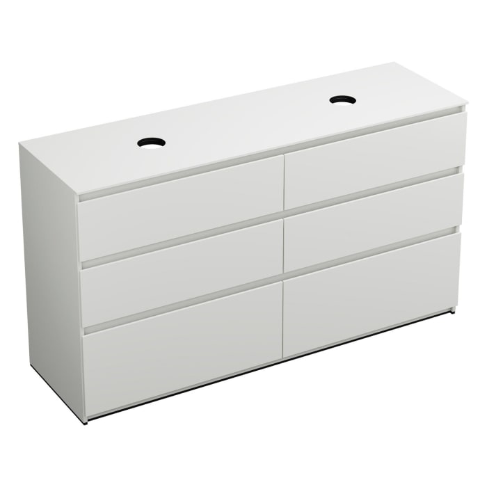 burgbad Lin20 Waschtischunterschrank mit Konsolenplatte 160 cm, 6 Auszüge, Beckenausschnitt links und rechts