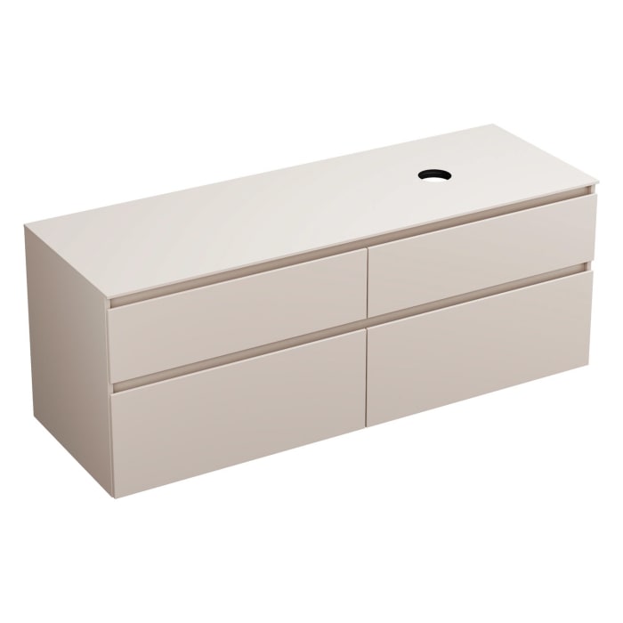 burgbad Lin20 Waschtischunterschrank mit Konsolenplatte 160 cm, 4 Auszüge, Beckenausschnitt rechts