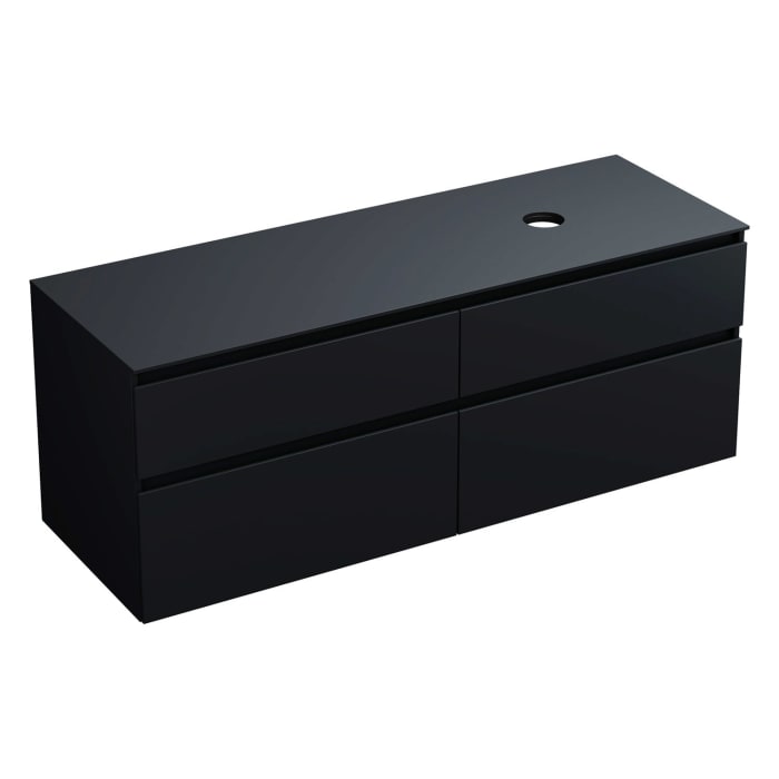 burgbad Lin20 Waschtischunterschrank mit Konsolenplatte 160 cm, 4 Auszüge, Beckenausschnitt rechts