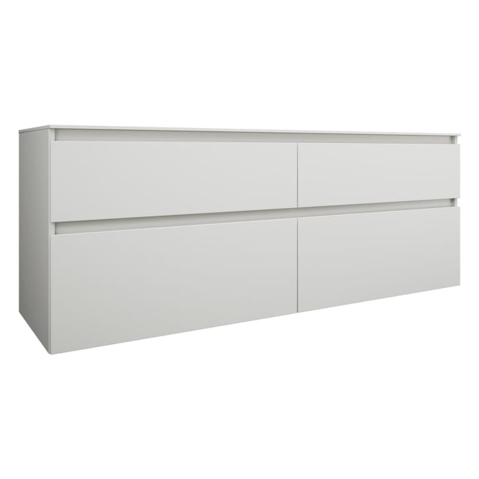 burgbad Lin20 Waschtischunterschrank mit Konsolenplatte 160 cm, 4 Auszüge, Beckenausschnitt rechts