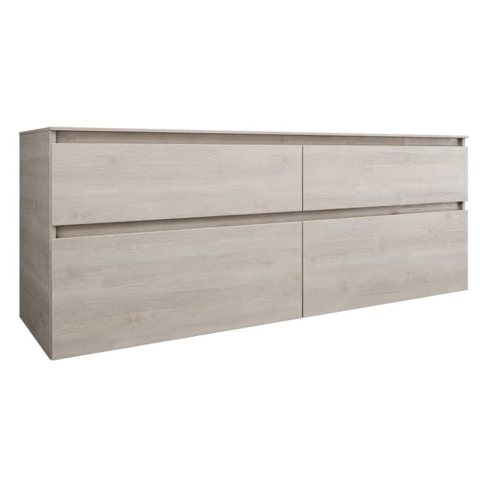 burgbad Lin20 Waschtischunterschrank mit Konsolenplatte 160 cm, 4 Auszüge, Beckenausschnitt rechts