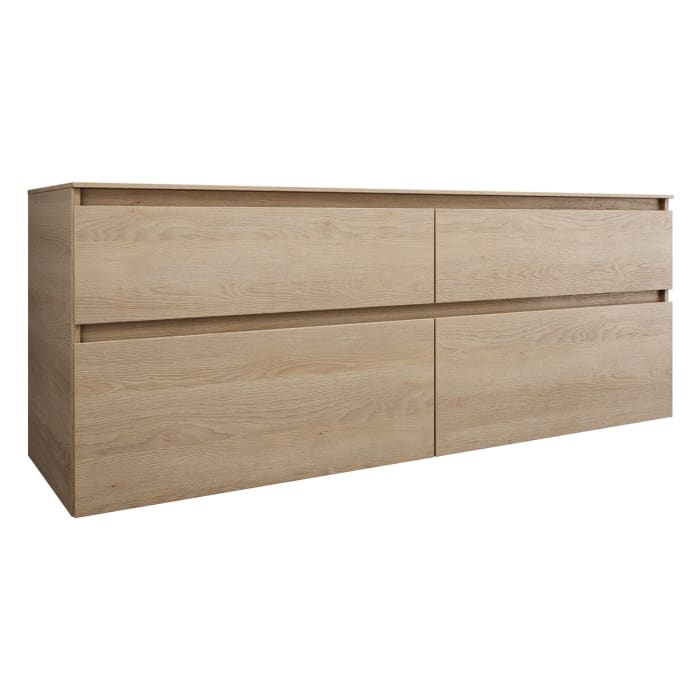 burgbad Lin20 Waschtischunterschrank mit Konsolenplatte 160 cm, 4 Auszüge, Beckenausschnitt rechts