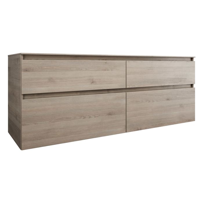 burgbad Lin20 Waschtischunterschrank mit Konsolenplatte 160 cm, 4 Auszüge, Beckenausschnitt rechts