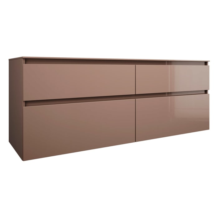 burgbad Lin20 Waschtischunterschrank mit Konsolenplatte 160 cm, 4 Auszüge, Beckenausschnitt rechts