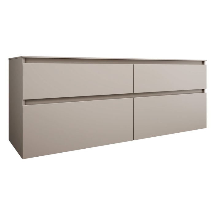 burgbad Lin20 Waschtischunterschrank mit Konsolenplatte 160 cm, 4 Auszüge, Beckenausschnitt rechts