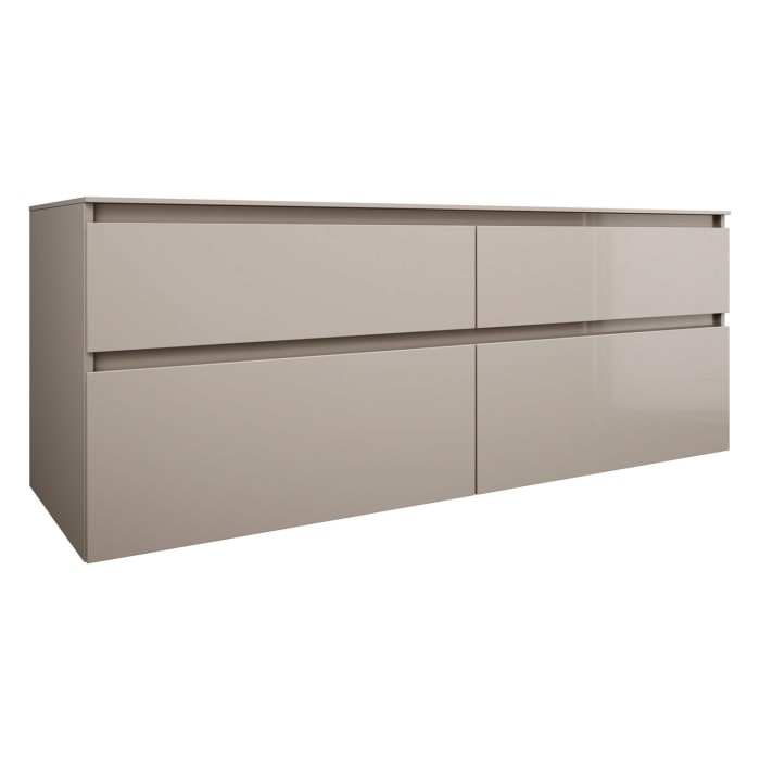 burgbad Lin20 Waschtischunterschrank mit Konsolenplatte 160 cm, 4 Auszüge, Beckenausschnitt links