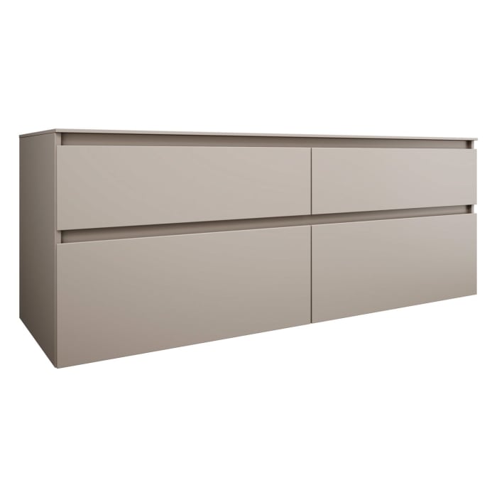 burgbad Lin20 Waschtischunterschrank mit Konsolenplatte 160 cm, 4 Auszüge, Beckenausschnitt rechts