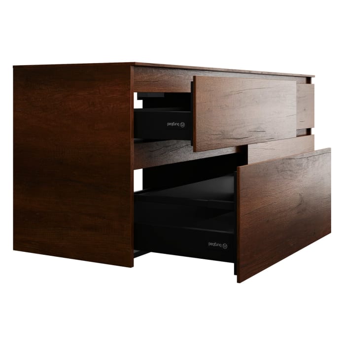 burgbad Lin20 Waschtischunterschrank mit Konsolenplatte 160 cm, 4 Auszüge, Beckenausschnitt rechts