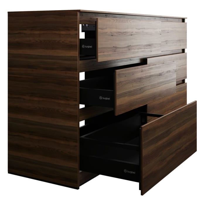 burgbad Lin20 Waschtischunterschrank mit Konsolenplatte 160 cm, 6 Auszüge, Beckenausschnitt links und rechts