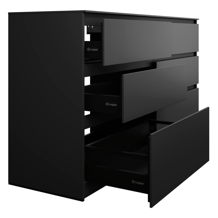 burgbad Lin20 Waschtischunterschrank mit Konsolenplatte 160 cm, 6 Auszüge, Beckenausschnitt links und rechts