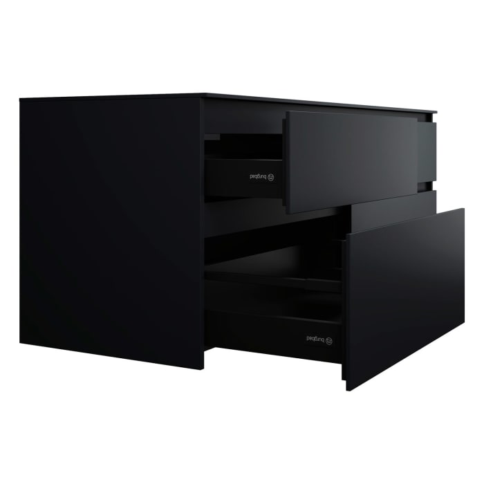 burgbad Lin20 Waschtischunterschrank mit Konsolenplatte 160 cm, 4 Auszüge, Beckenausschnitt rechts