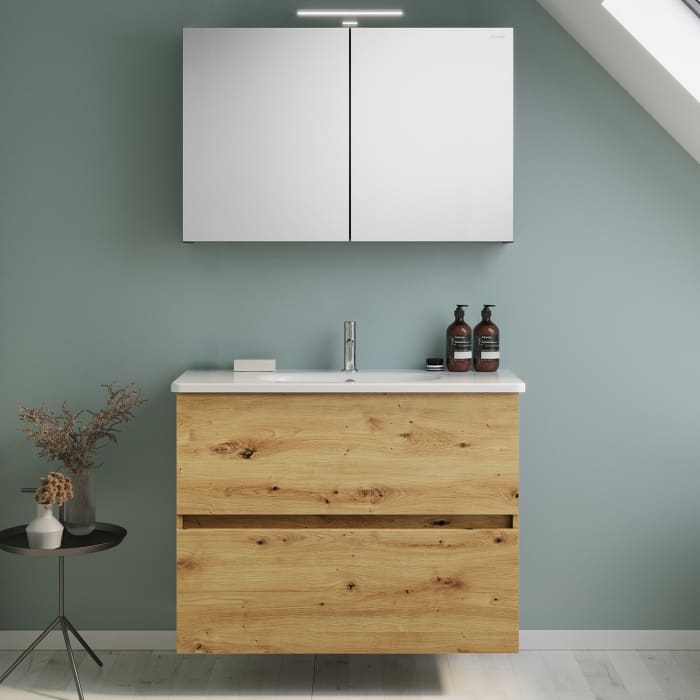 burgbad Liniq Badmöbel Set 100,5 cm mit LED-Spiegelschrank