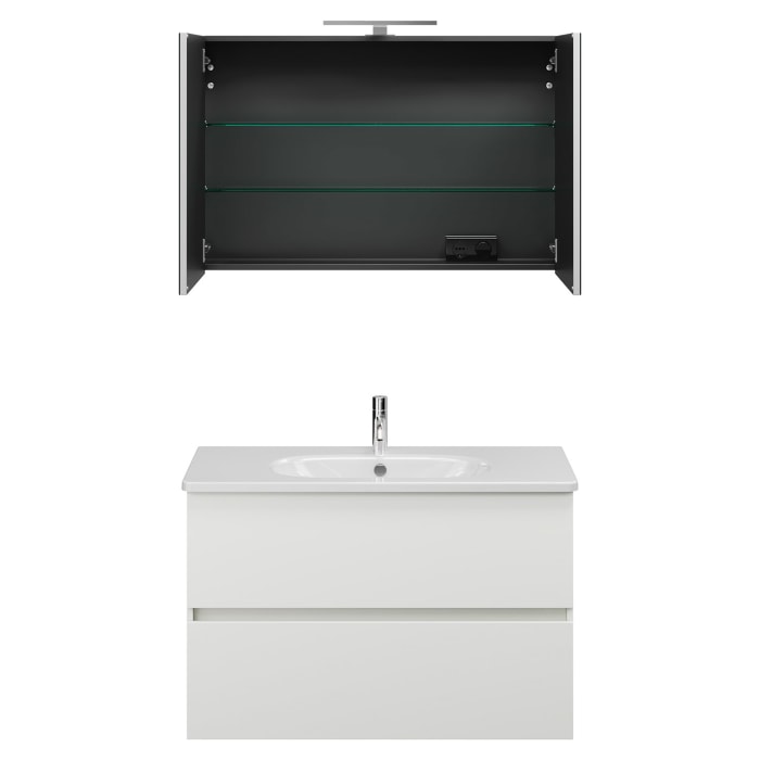 burgbad Liniq Badmöbel Set 100,5 cm mit LED-Spiegelschrank