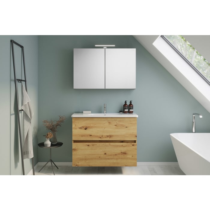 burgbad Liniq Badmöbel Set 100,5 cm mit LED-Spiegelschrank