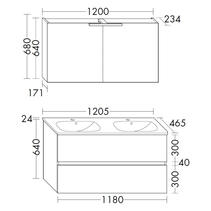burgbad Liniq Badmöbel Set 120,5 cm mit LED-Spiegelschrank