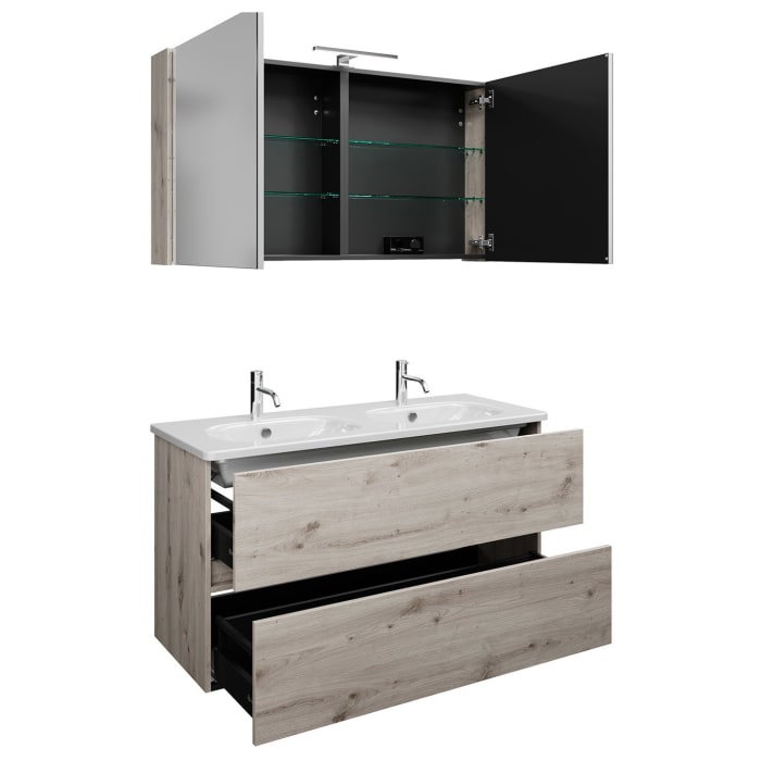 burgbad Liniq Badmöbel Set 120,5 cm mit LED-Spiegelschrank