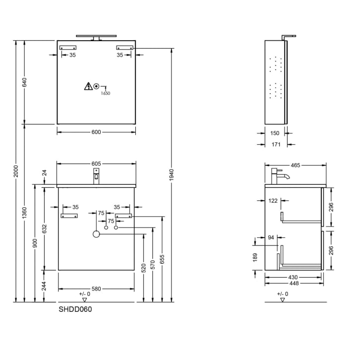 burgbad Liniq Badmöbel Set 60,5 cm mit LED-Spiegelschrank