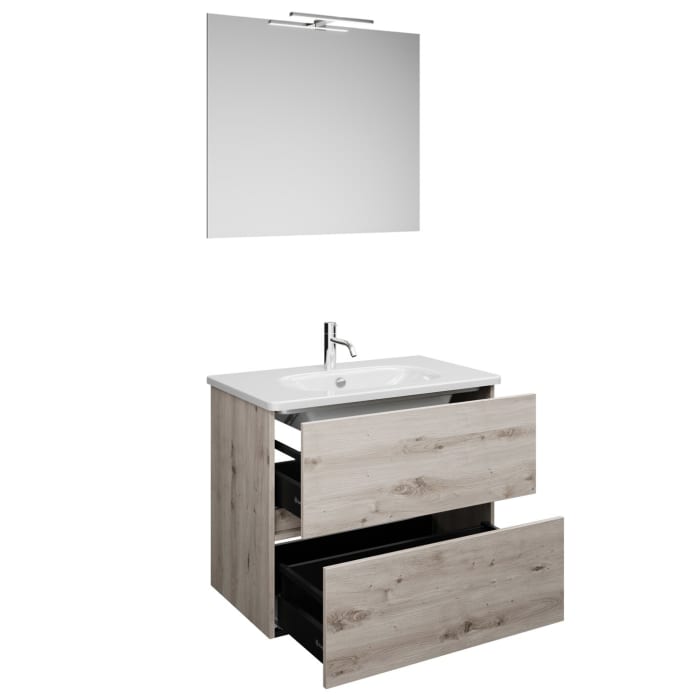 burgbad Liniq Badmöbel Set 80,5 cm mit LED-Lichtspiegel