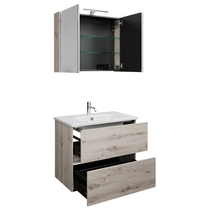 burgbad Liniq Badmöbel Set 80,5 cm mit LED-Spiegelschrank