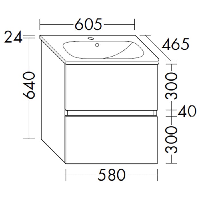 burgbad Liniq Waschtisch mit Unterschrank 60,5 cm