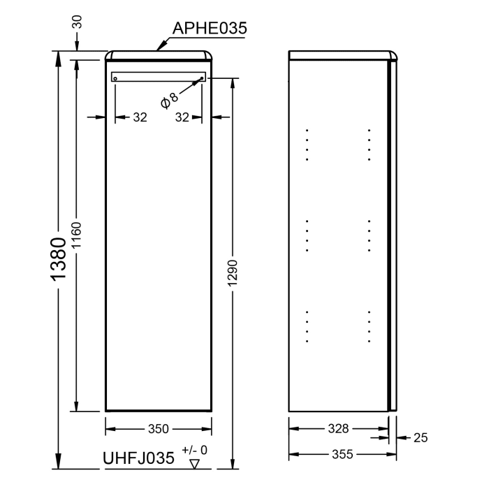 burgbad b:me halbhoher Schrank 35 cm, rechts