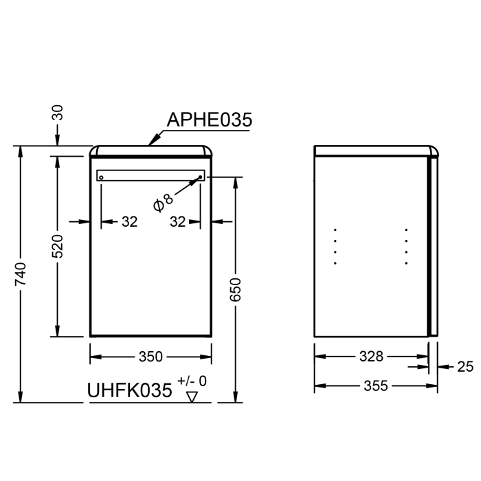 burgbad b:me halbhoher Schrank 35 cm, links