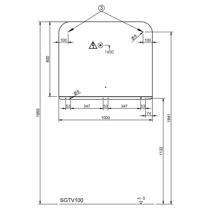 burgbad b:me Max Spiegel mit umlaufender LED-Beleuchtung, 100 cm