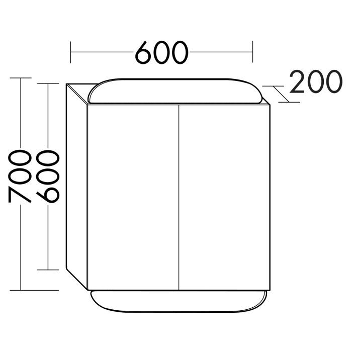 burgbad b:me Spiegelschrank mit LED-Beleuchtung, 60 cm, 2 Spiegeltüren