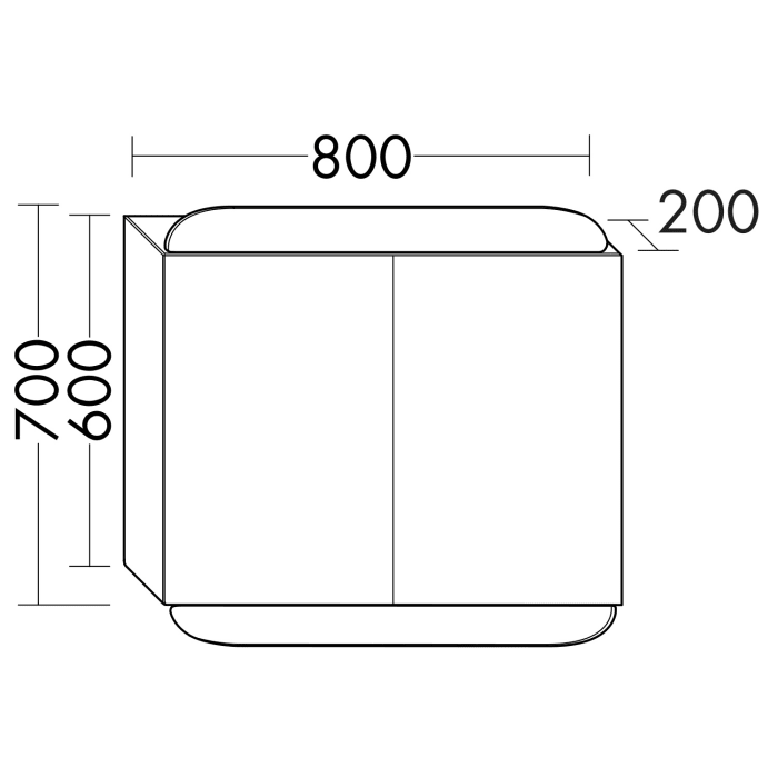 burgbad b:me Spiegelschrank mit LED-Beleuchtung, 80 cm, 2 Spiegeltüren
