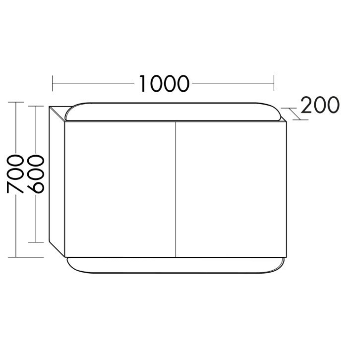 burgbad b:me Spiegelschrank mit LED-Beleuchtung, 100 cm, 2 Spiegeltüren