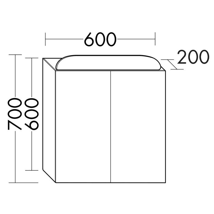 burgbad b:me Spiegelschrank mit LED-Beleuchtung, 60 cm, 2 Spiegeltüren