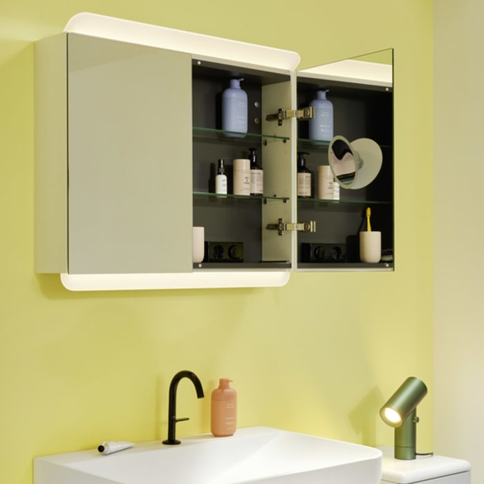 burgbad b:me Spiegelschrank mit LED-Beleuchtung, 60 cm, 2 Spiegeltüren