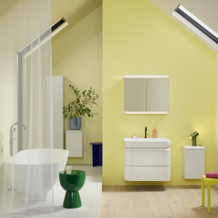 burgbad b:me Spiegelschrank mit LED-Beleuchtung, 100 cm, 2 Spiegeltüren